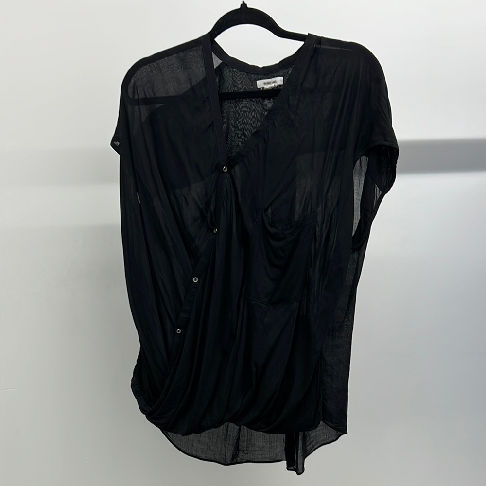 Helmut Lang Black Asymmetrical Button Up
